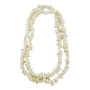 Fashion Jewelry Gemstone Necklace White Quartz Glass Chip Beaded 17"